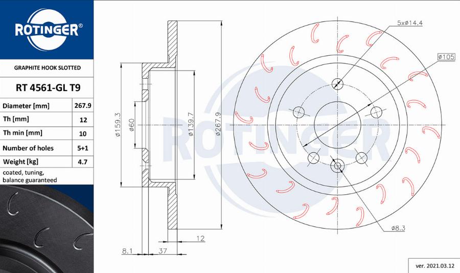 Rotinger RT 4561-GL T9 - Disque de frein cwaw.fr