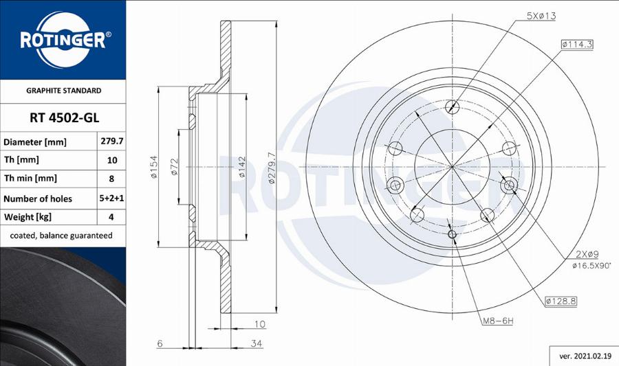 Rotinger RT 4502-GL - Disque de frein cwaw.fr