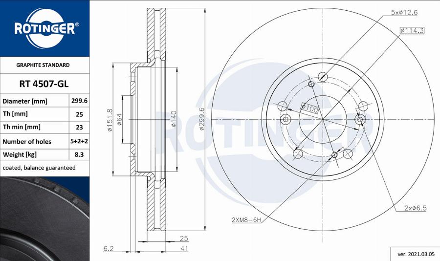 Rotinger RT 4507-GL - Disque de frein cwaw.fr