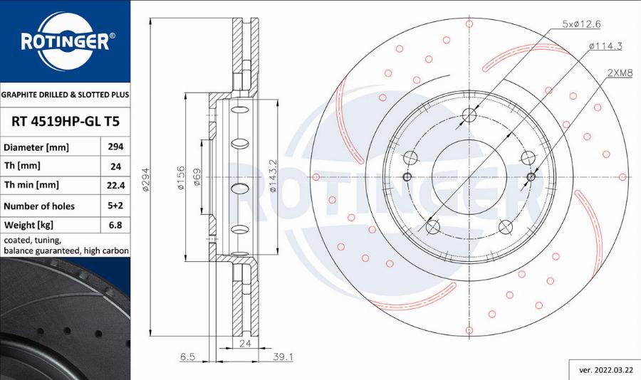 Rotinger RT 4519HP-GL T5 - Disque de frein cwaw.fr