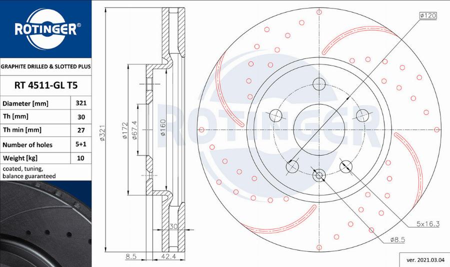 Rotinger RT 4511-GL T5 - Disque de frein cwaw.fr