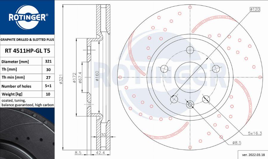 Rotinger RT 4511HP-GL T5 - Disque de frein cwaw.fr