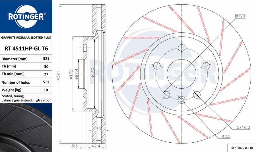 Rotinger RT 4511HP-GL T6 - Disque de frein cwaw.fr