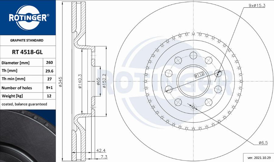 Rotinger RT 4518-GL - Disque de frein cwaw.fr