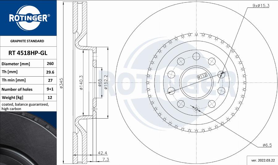 Rotinger RT 4518HP-GL - Disque de frein cwaw.fr