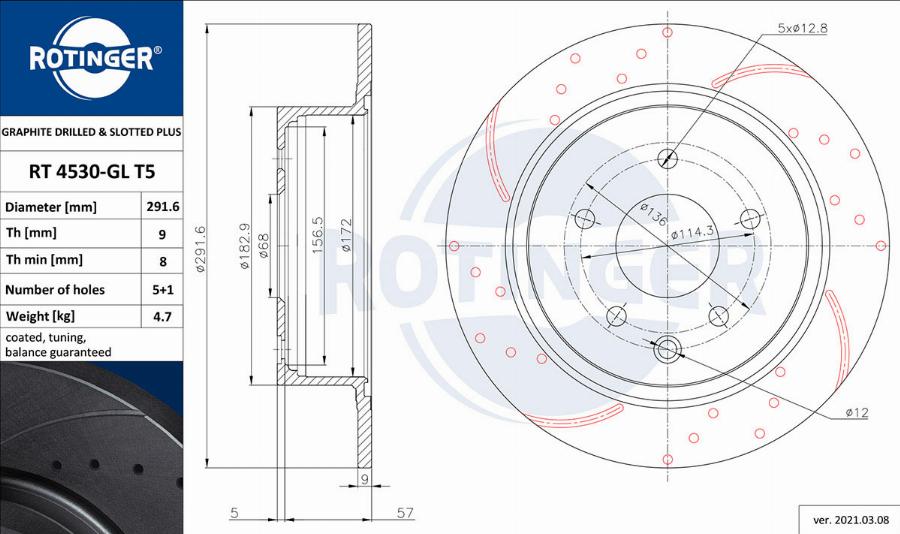 Rotinger RT 4530-GL T5 - Disque de frein cwaw.fr