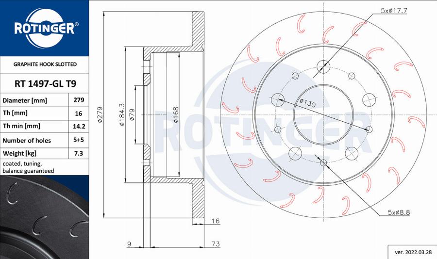 Rotinger RT 1497-GL T9 - Disque de frein cwaw.fr