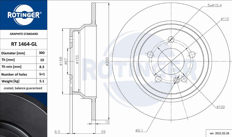 Rotinger RT 1464-GL - Disque de frein cwaw.fr