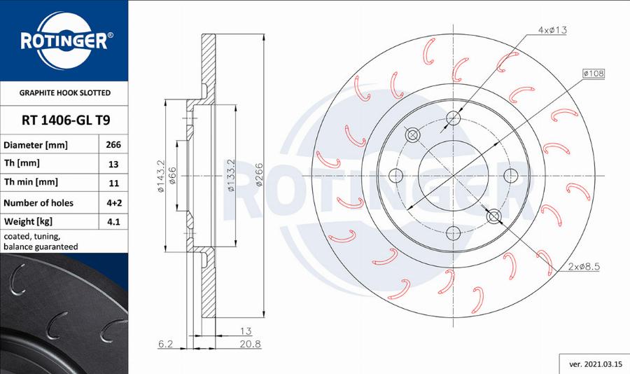 Rotinger RT 1406-GL T9 - Disque de frein cwaw.fr