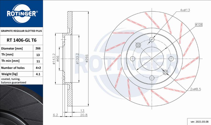 Rotinger RT 1406-GL T6 - Disque de frein cwaw.fr