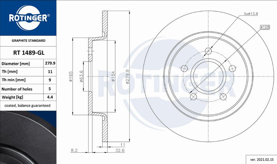 Rotinger RT 1489-GL - Disque de frein cwaw.fr