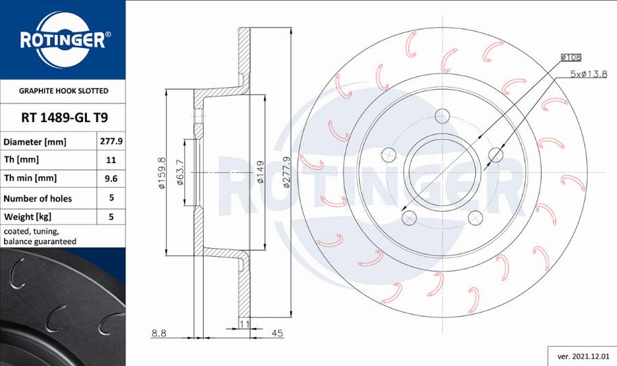 Rotinger RT 1486-GL T9 - Disque de frein cwaw.fr