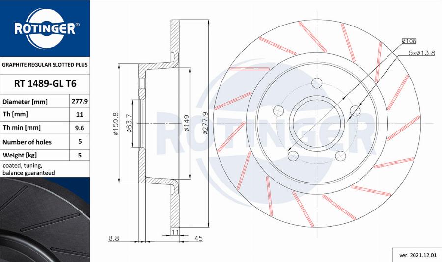 Rotinger RT 1486-GL T6 - Disque de frein cwaw.fr