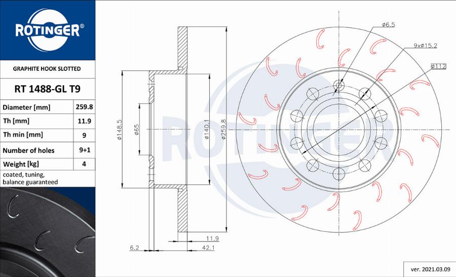 Rotinger RT 1488-GL T9 - Disque de frein cwaw.fr