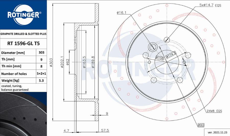 Rotinger RT 1596-GL T5 - Disque de frein cwaw.fr