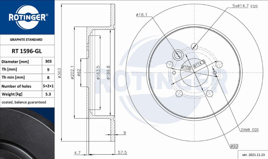 Rotinger RT 1596-GL - Disque de frein cwaw.fr