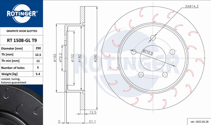 Rotinger RT 1508-GL T9 - Disque de frein cwaw.fr