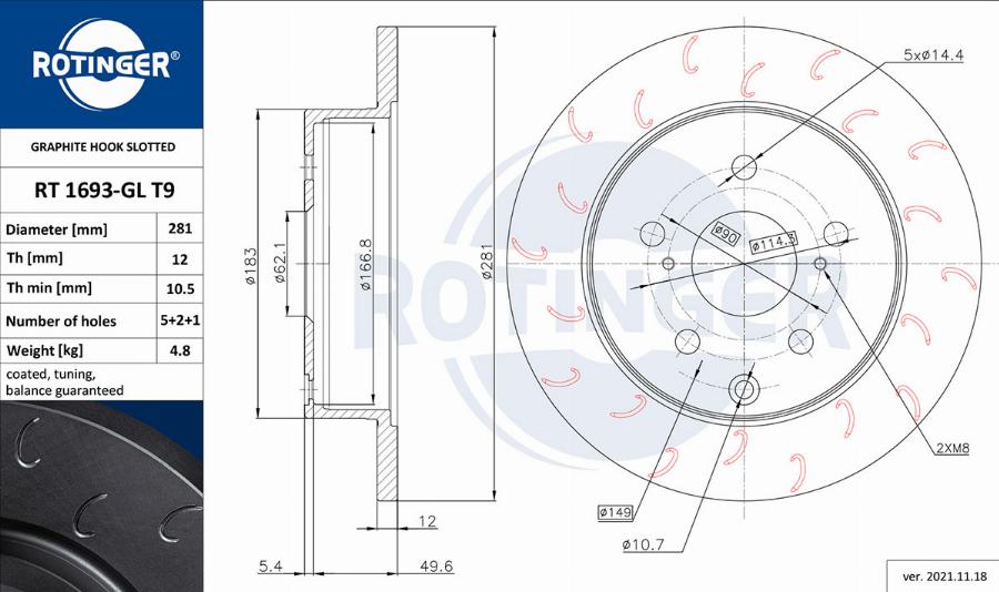 Rotinger RT 1693-GL T9 - Disque de frein cwaw.fr