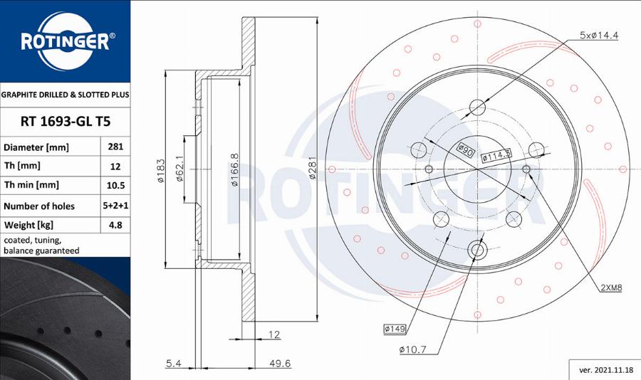 Rotinger RT 1693-GL T5 - Disque de frein cwaw.fr