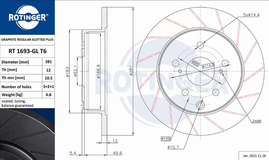 Rotinger RT 1693-GL T6 - Disque de frein cwaw.fr