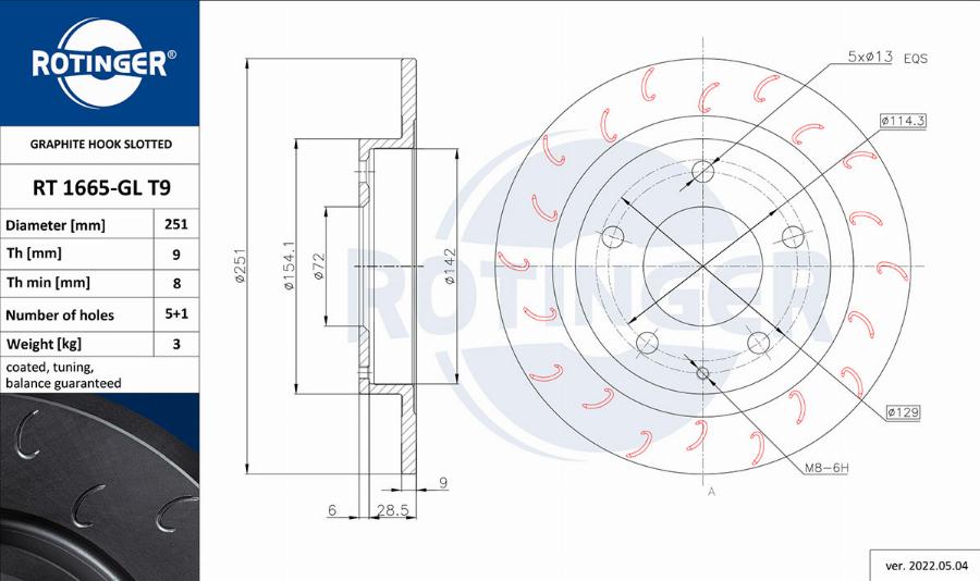 Rotinger RT 1665-GL T9 - Disque de frein cwaw.fr