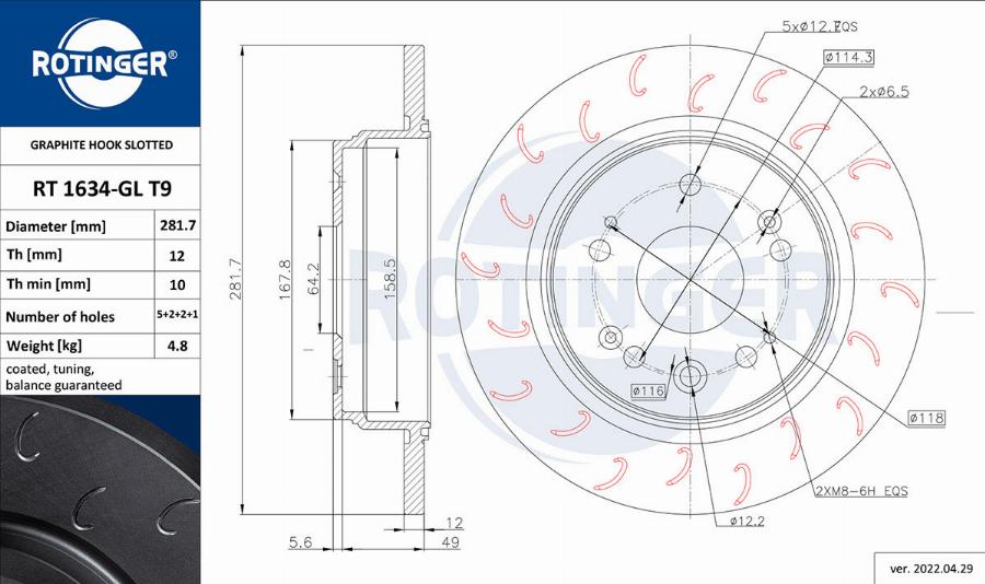 Rotinger RT 1634-GL T9 - Disque de frein cwaw.fr