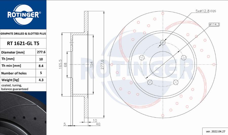 Rotinger RT 1621-GL T5 - Disque de frein cwaw.fr