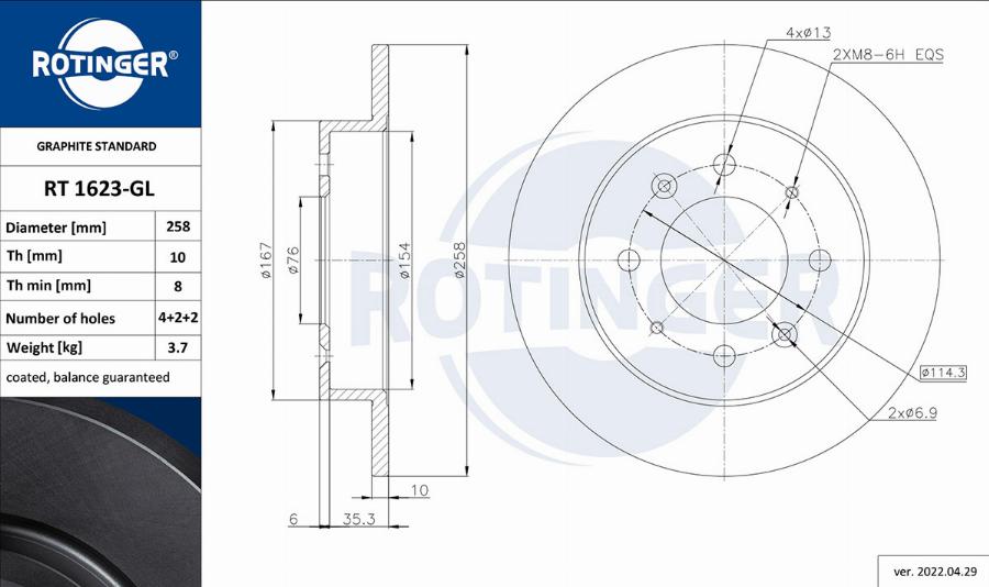 Rotinger RT 1623-GL - Disque de frein cwaw.fr