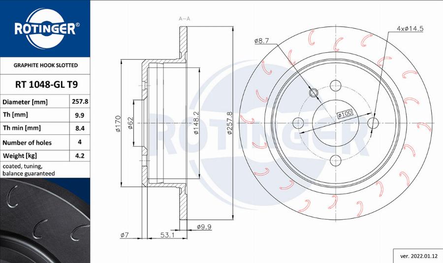 Rotinger RT 1048-GL T9 - Disque de frein cwaw.fr