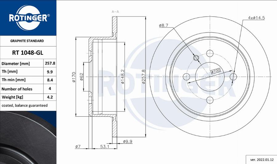 Rotinger RT 1048-GL - Disque de frein cwaw.fr