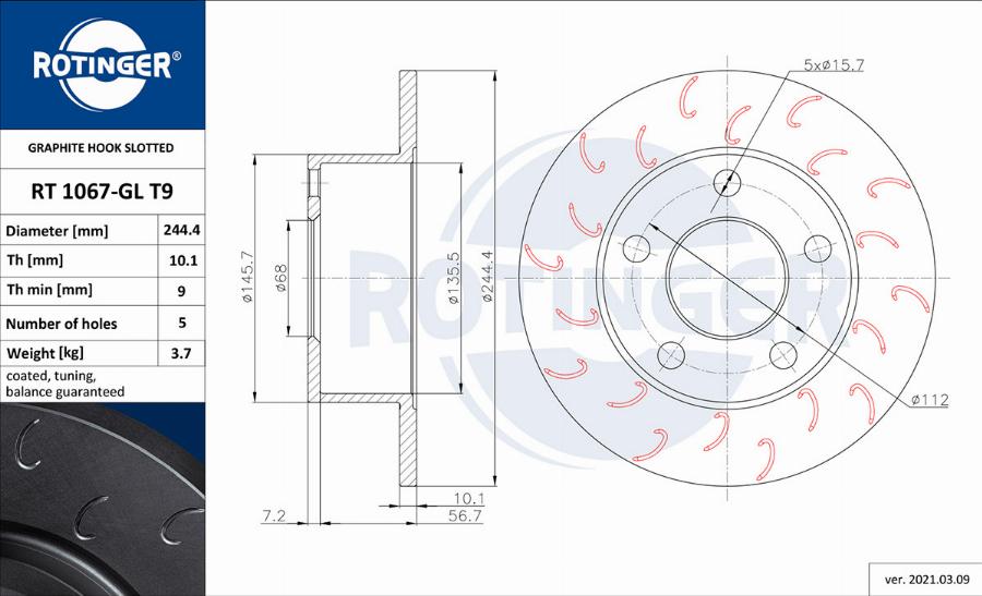 Rotinger RT 1067-GL T9 - Disque de frein cwaw.fr