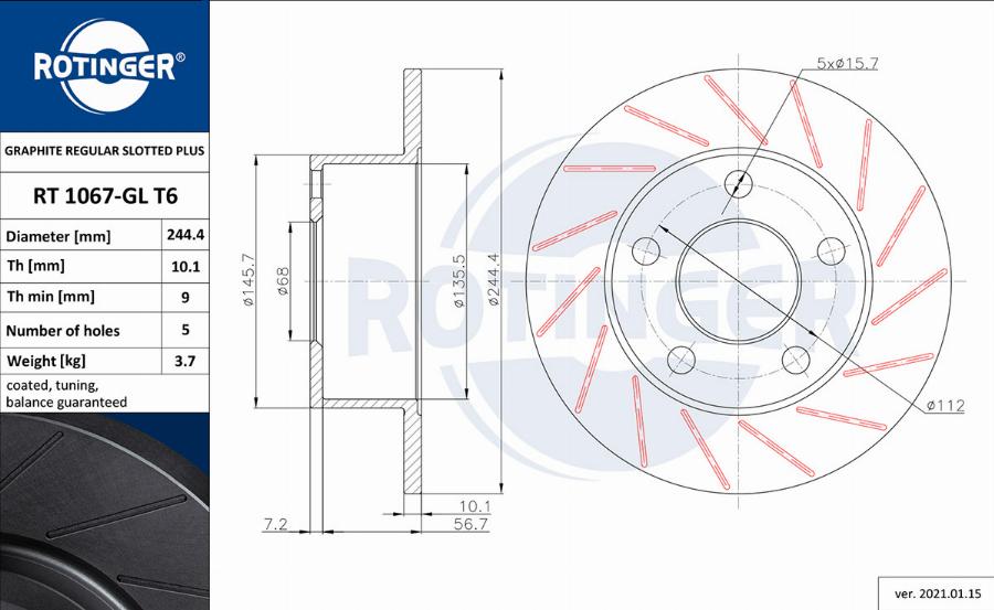 Rotinger RT 1067-GL T6 - Disque de frein cwaw.fr