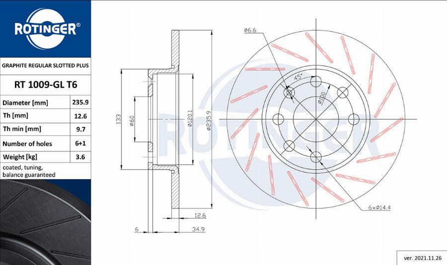 Rotinger RT 1009-GL T6 - Disque de frein cwaw.fr