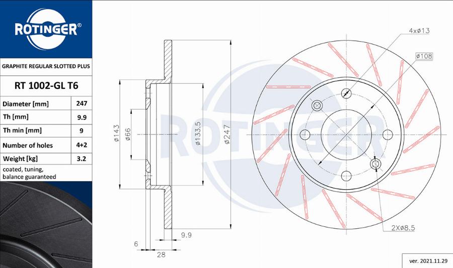 Rotinger RT 1002-GL T6 - Disque de frein cwaw.fr