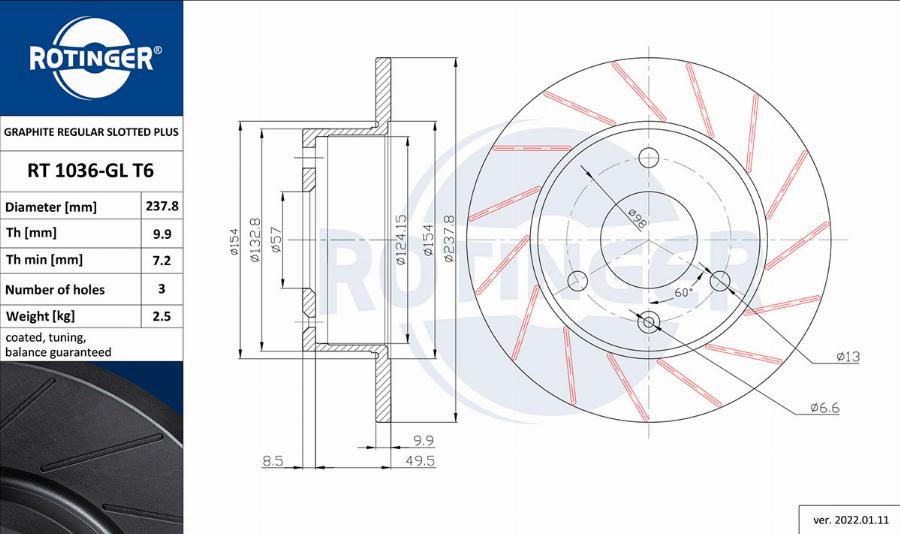 Rotinger RT 1036-GL T6 - Disque de frein cwaw.fr