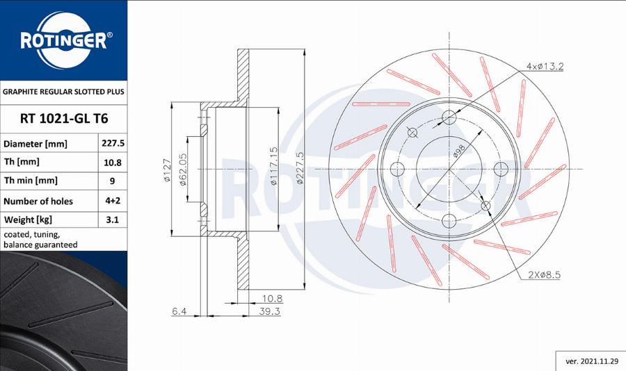 Rotinger RT 1021-GL T6 - Disque de frein cwaw.fr