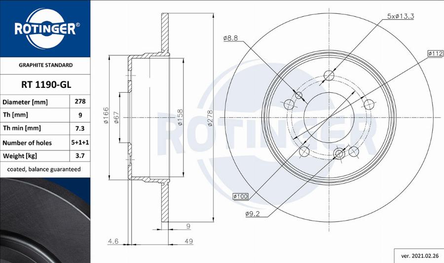 Rotinger RT 1190-GL - Disque de frein cwaw.fr