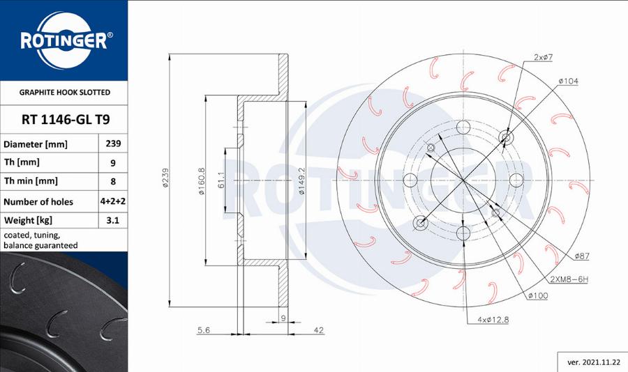 Rotinger RT 1146-GL T9 - Disque de frein cwaw.fr