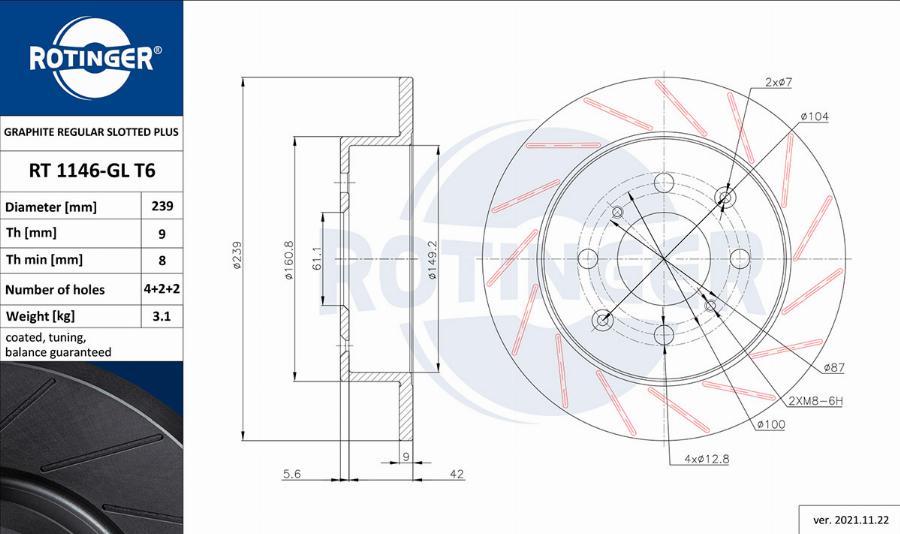 Rotinger RT 1146-GL T6 - Disque de frein cwaw.fr