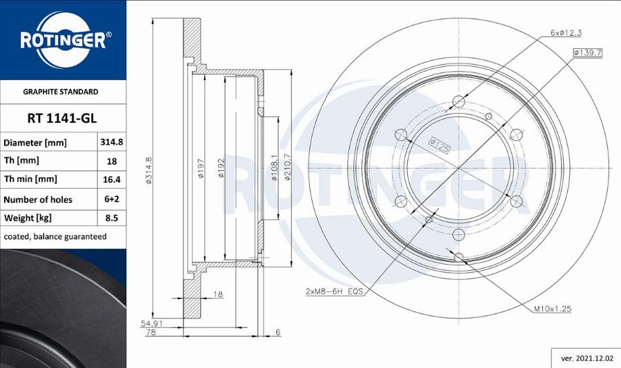 Rotinger RT 1141-GL - Disque de frein cwaw.fr