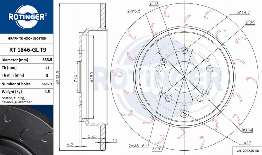 Rotinger RT 1846-GL T9 - Disque de frein cwaw.fr