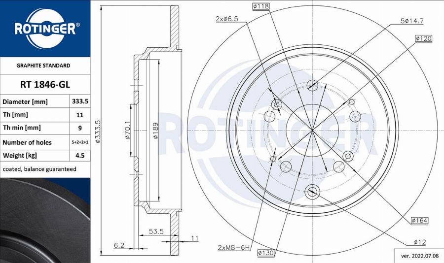 Rotinger RT 1846-GL - Disque de frein cwaw.fr