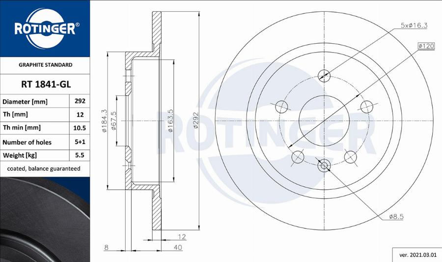 Rotinger RT 1841-GL - Disque de frein cwaw.fr