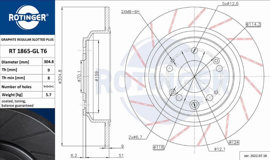 Rotinger RT 1865-GL T6 - Disque de frein cwaw.fr