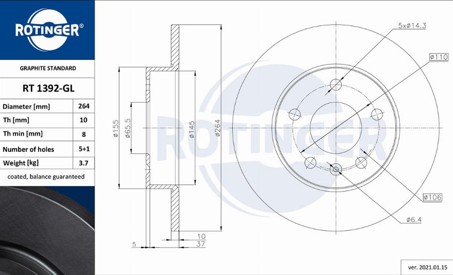 Rotinger RT 1392-GL - Disque de frein cwaw.fr