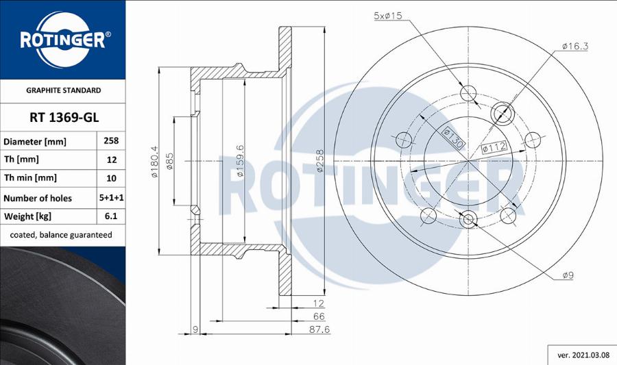 Rotinger RT 1369-GL - Disque de frein cwaw.fr