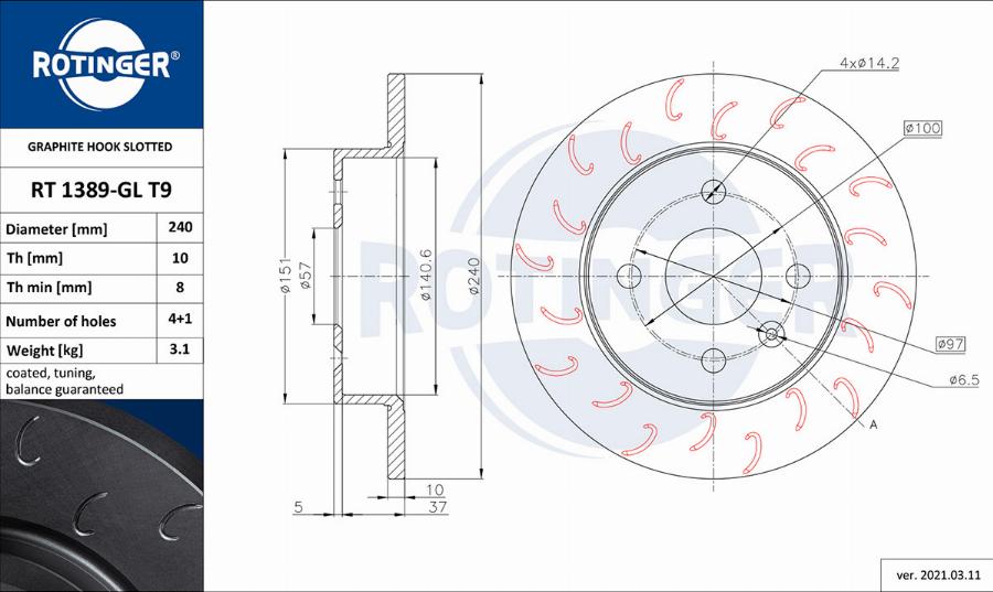 Rotinger RT 1389-GL T9 - Disque de frein cwaw.fr