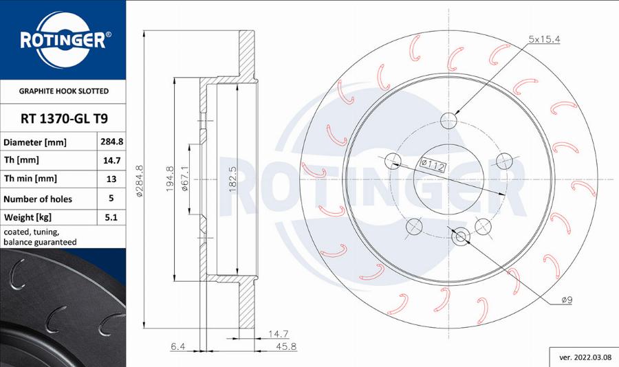 Rotinger RT 1370-GL T9 - Disque de frein cwaw.fr