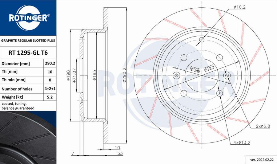 Rotinger RT 1295-GL T6 - Disque de frein cwaw.fr