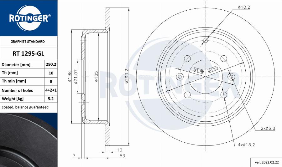 Rotinger RT 1295-GL - Disque de frein cwaw.fr